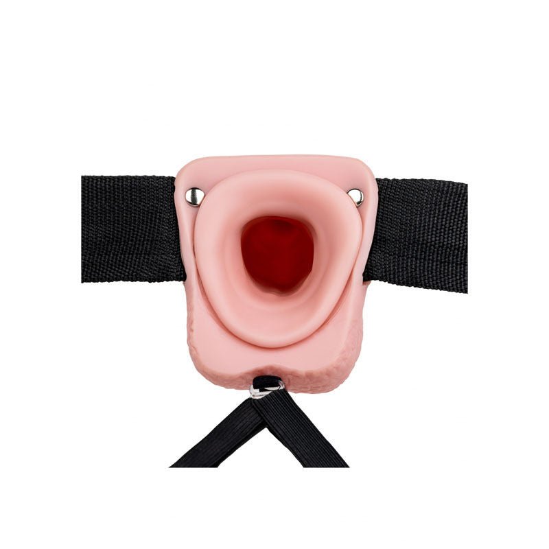 Realcock - 9" hollow strap-on with balls - flesh, Product top view, focus on hole  | Flirtybay.com.au